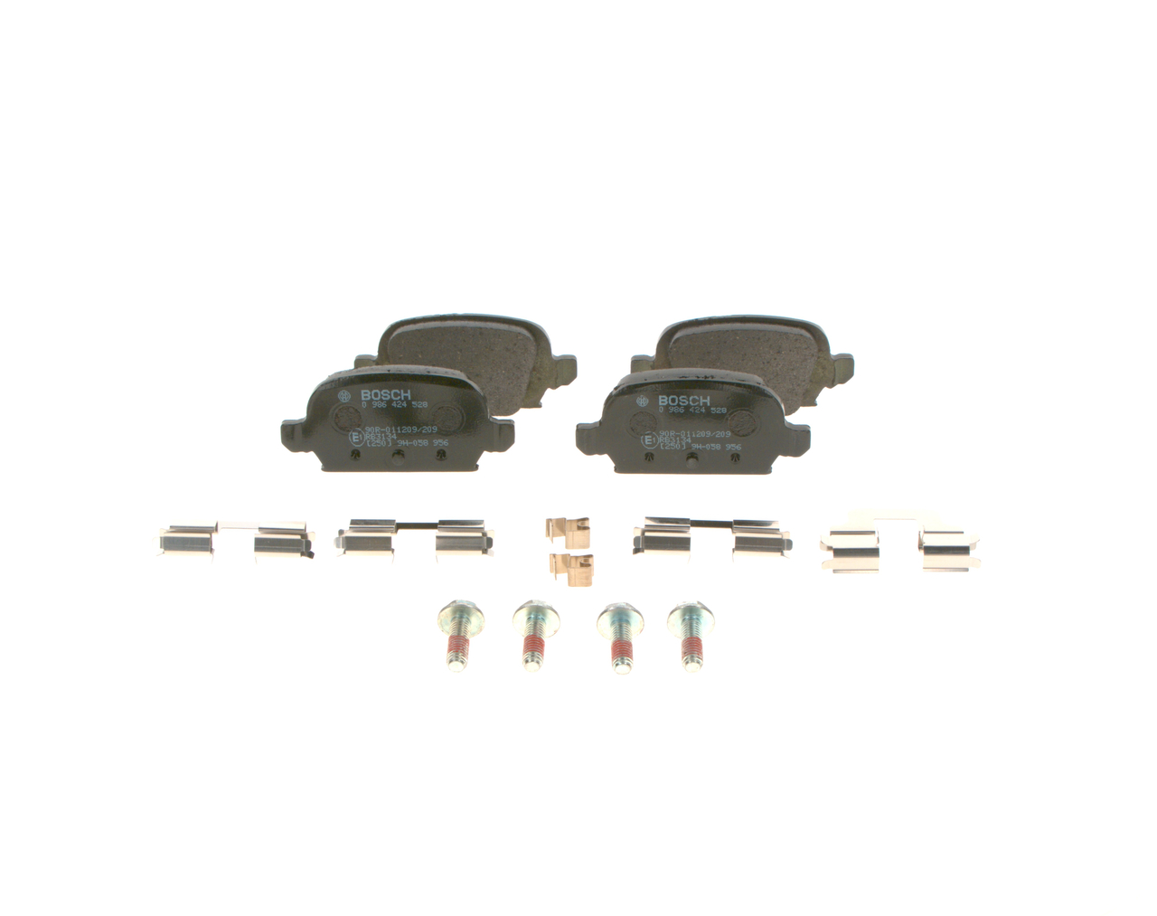 BOSCH 0 986 424 528 brake pads VAUXHALL Corsa Mk2 (C) Hatchback (X01) 1.4 16V (F08, F68) 90hp 2002