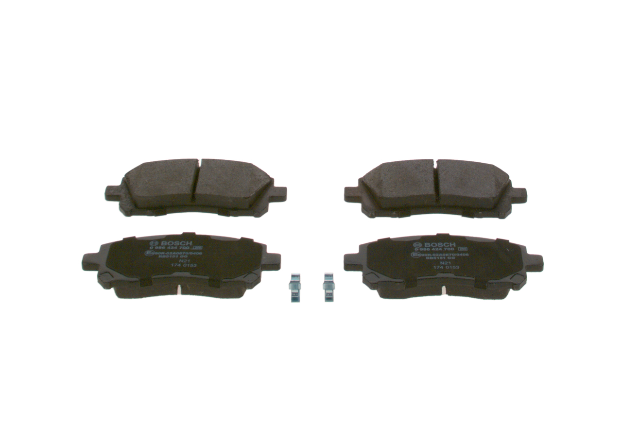 BOSCH | Bremseklosser med akustisk slitasjevarsel, med antihyle blikk 0 986 424 700 SUBARU Outback II (BE, BH) 2000 billige på nett