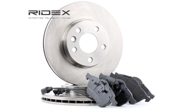 RIDEX | Kit travões Eixo dianteiro, Tipo de disco de travão: ventilado, com sensor de desgaste integrado 3405B0026 VW Sharan I (7M8, 7M9, 7M6) 2001 baratos online