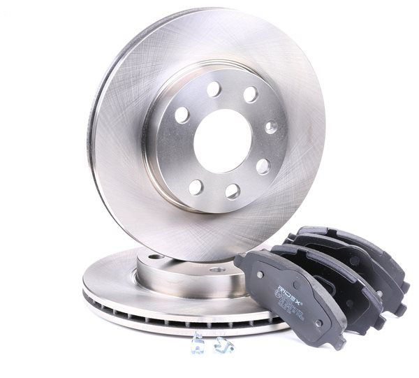 Bremsscheiben und -beläge 3405B0276 RIDEX 93172261 Vorderachse, Bremsscheibenart: Belüftet, mit akustischer Verschleißwarnung, mit Bremsscheiben und Bremsbelägen
