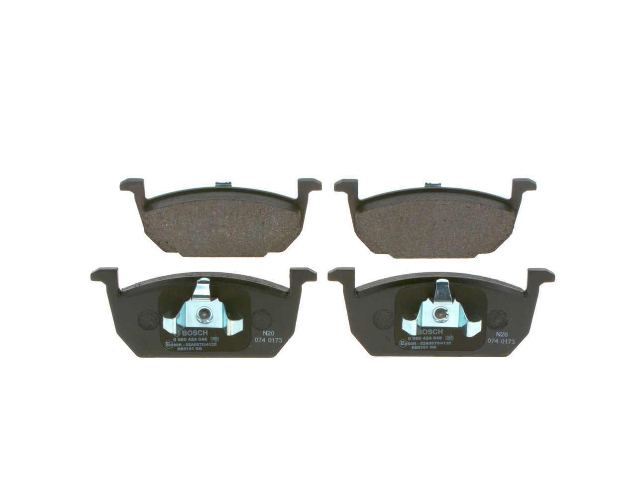 Número OEM 2Q0 698 151 E - Pastilhas de travão 0 986 424 846 VW, AUDI, SEAT, SKODA