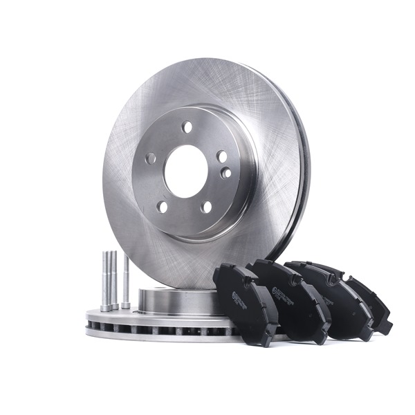 Bremsscheiben und -beläge 3405B0868 RIDEX 6394210312 Vorderachse, Bremsscheibenart: innenbelüftet, für Verschleißwarnanzeige vorbereitet