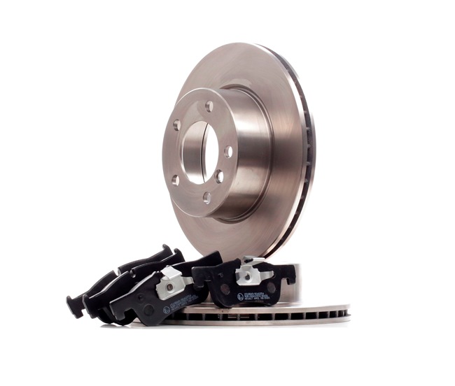 Bremsscheiben und -beläge 3405B1157 RIDEX 6858910 Vorderachse, Bremsscheibenart: außenbelüftet, ohne Radnabe, ohne Radbefestigungsbolzen, mit Kolbenclip