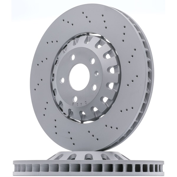 ZIMMERMANN | Remschijven set Gecoat, Gelegeerd/Gecarboniseerd, Geventileerd, Geperforeerd, tweedelige remschijf, zwevende remschijf, Aluminium remschijfkop 100.3374.70 Volkswagen Touareg III (CR7) 2022 goedkoop online