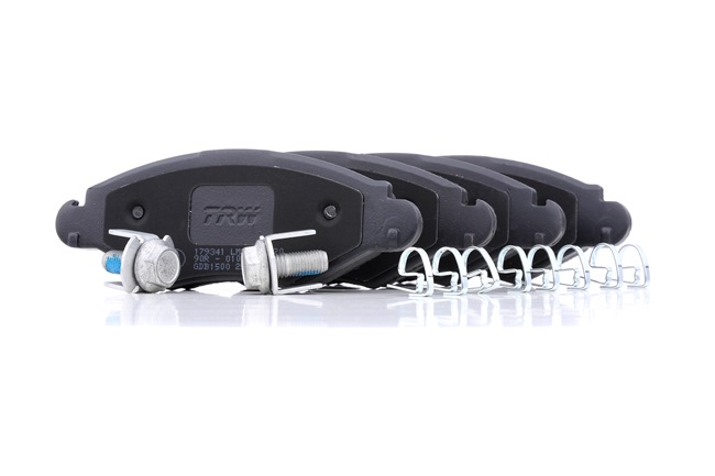 TRW | Bremsbelagsatz Scheibenbremse nicht für Verschleißwarnanzeige vorbereitet, mit Bremssattelschrauben, mit Zubehör GDB1500 PEUGEOT 206+ Schrägheck (2L, 2M) 2013 günstig online