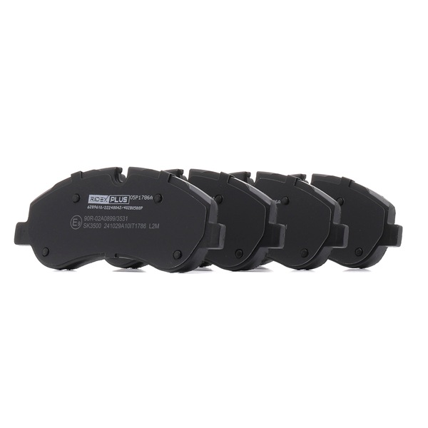 Bremsbeläge 402B0588P RIDEX PLUS BK212K021AB inkl. Verschleißwarnkontakt, mit Bremssattelschrauben, mit Zubehör