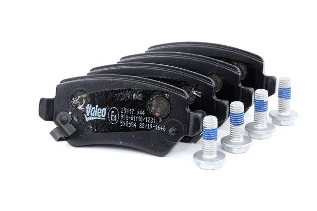 VALEO | Pastillas De Freno con sensor de desgaste incorporado, con avisador acústico de desgaste, Eje trasero, con tornillos, Chapa antichirridos 598584 OPEL Astra F Sedán (T92) 1995 baratos online