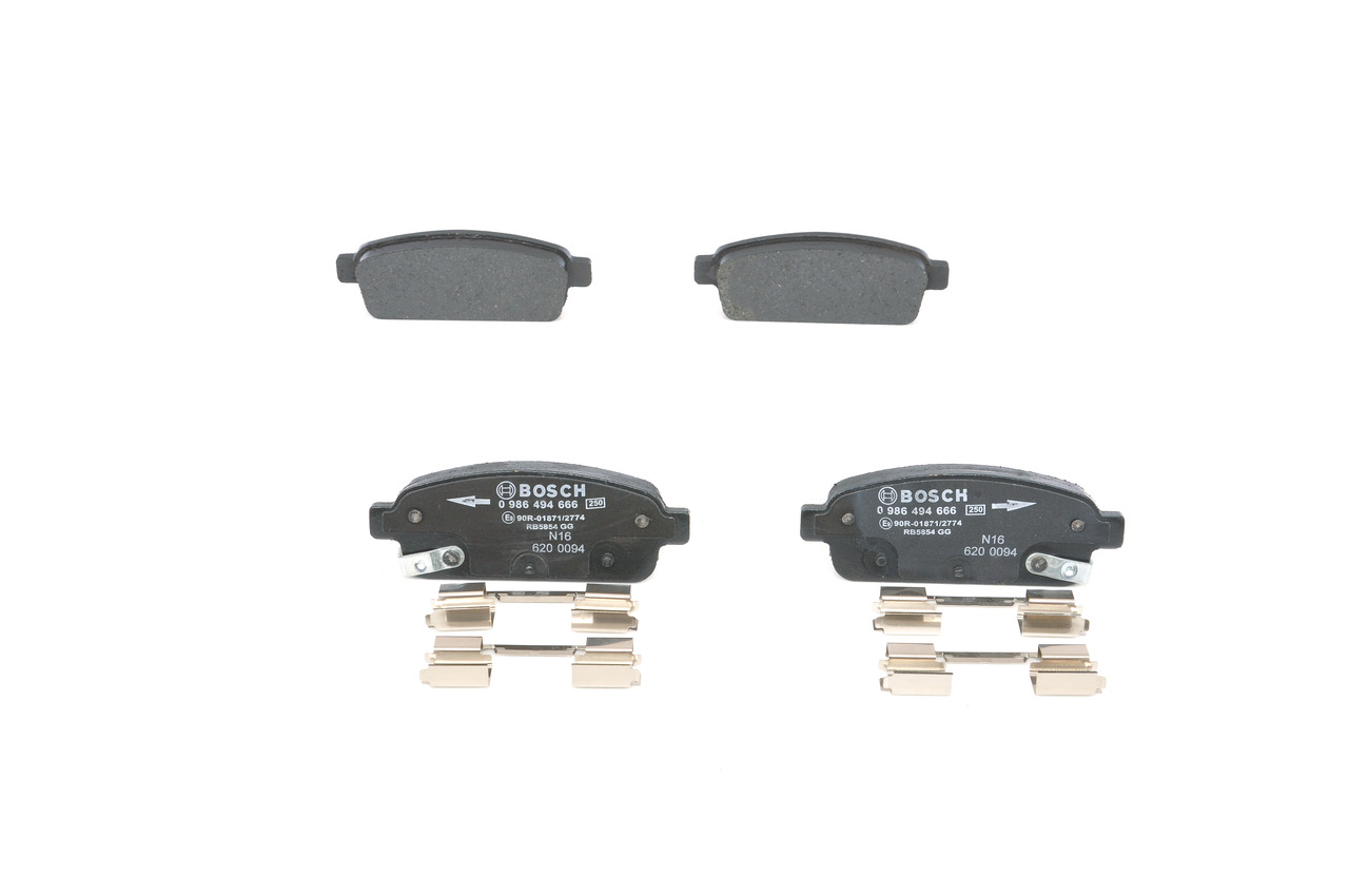 BOSCH 0 986 494 666 brake pads VAUXHALL Astra Mk6 (J) Hatchback (P10) 1.7 CDTi 110hp 2011
