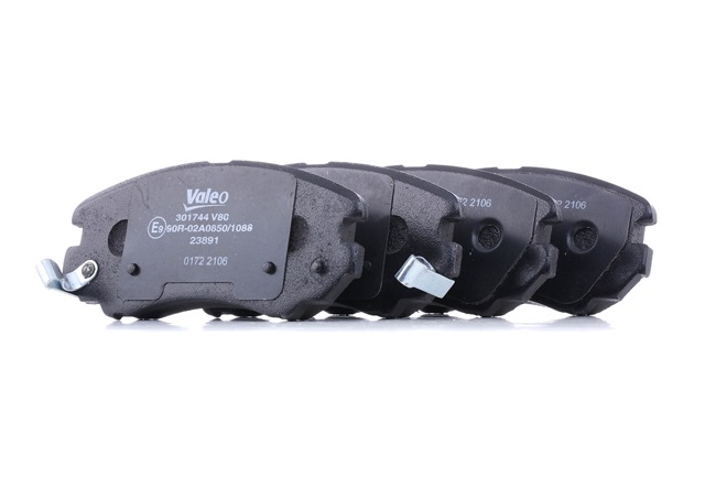 VALEO | Pastilla FIRST, con sensor de desgaste incorporado, con avisador acústico de desgaste, Eje delantero, Chapa antichirridos 301744 KIA Magentis II (MG) 2009 baratos online