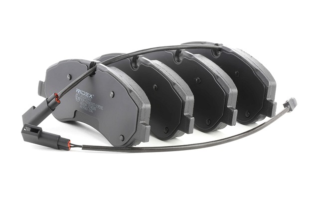 Bremsbeläge 402B0588 RIDEX BK212K021AB inkl. Verschleißwarnkontakt, Vorderachse