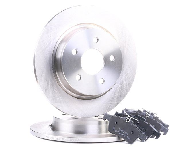 Bremsscheiben und -beläge 3405B0013 RIDEX BPYK2648ZA9C Hinterachse, Bremsscheibenart: voll, mit Anti-Quietsch-Blech
