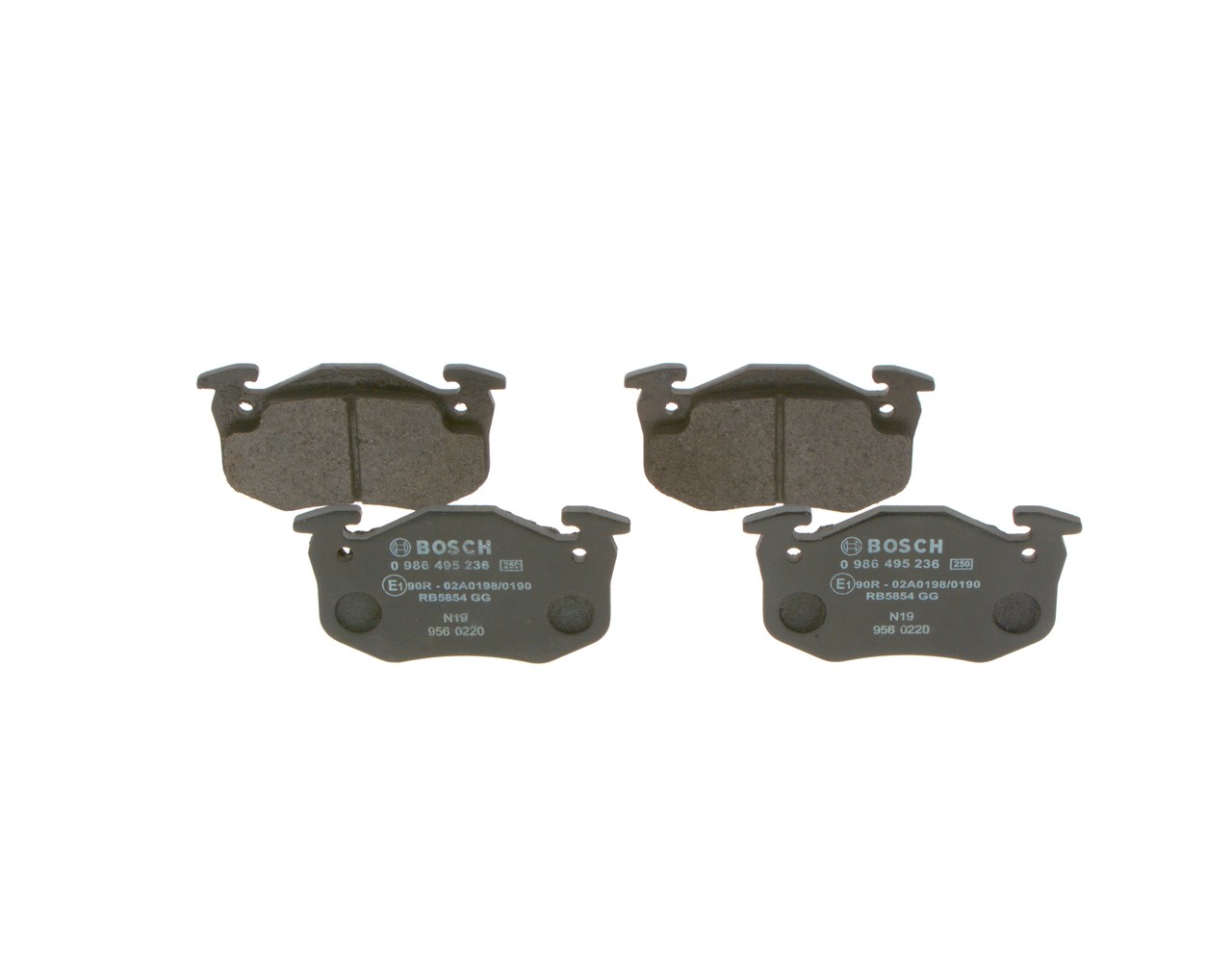 BOSCH 0 986 495 236 brake pads RENAULT Clio II Hatchback (BB, CB) 1.2 (BB0A, BB0F, BB10, BB1K, BB28, BB2D, BB2H, CB0A,... 58hp 1999